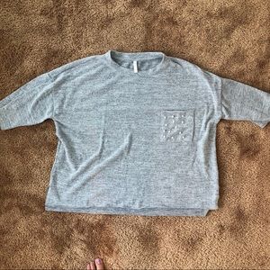 Short Sleeved Soft Sweater w/ Pearl Detail